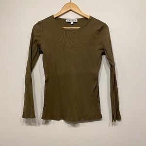 GIRLBOY Green Cotton Rib Long Sleeve Tee